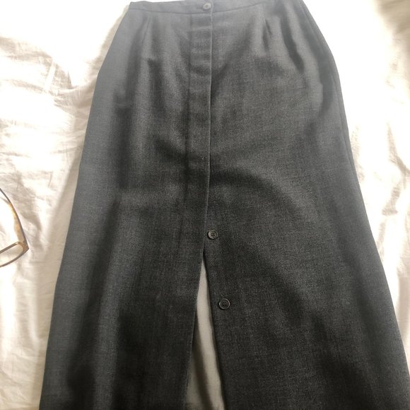 Vintage CK Calvin Klein A-Line skirt medium to dark char button up acetate lined - Picture 2 of 6